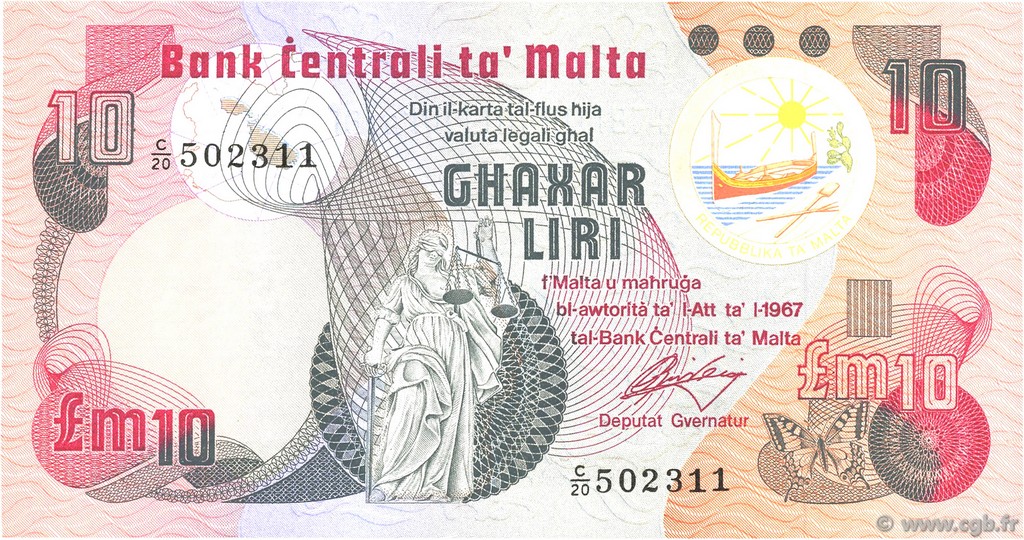 10 Liri MALTE  1979 P.36b EBC+