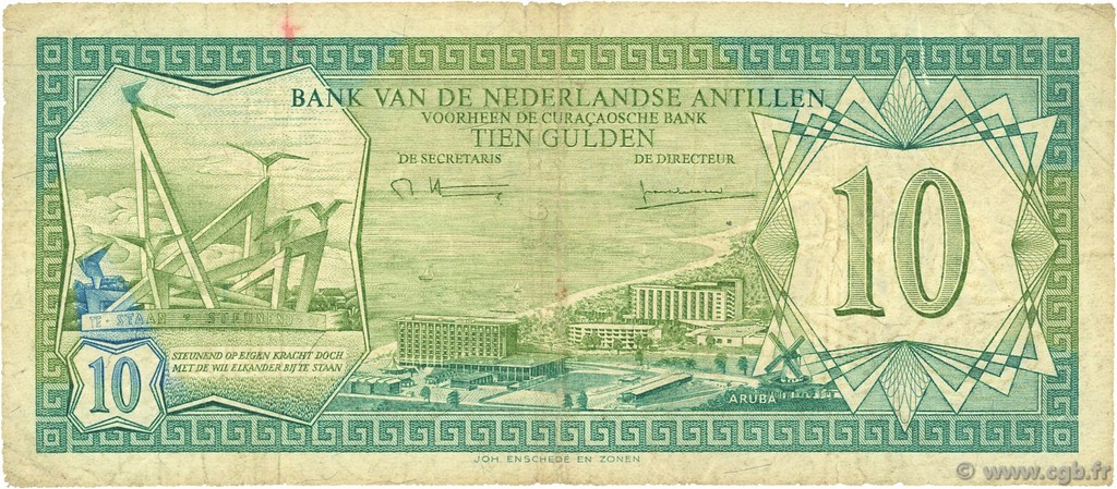 10 Gulden ANTILLES NÉERLANDAISES  1979 P.16a TB