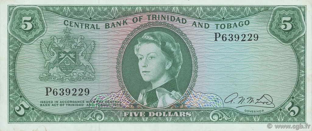 5 Dollars TRINIDAD Y TOBAGO  1964 P.27b EBC