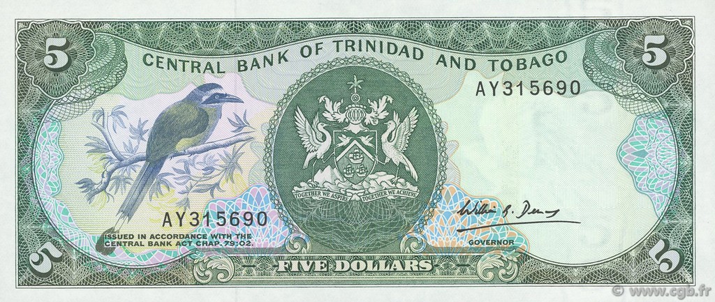5 Dollars TRINIDAD et TOBAGO  1985 P.37b NEUF