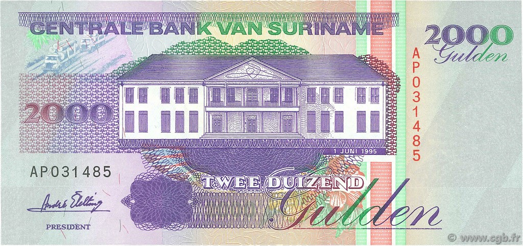 2000 Gulden SURINAM  1995 P.142 NEUF