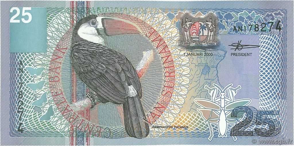 25 Gulden SURINAM  2000 P.148 NEUF