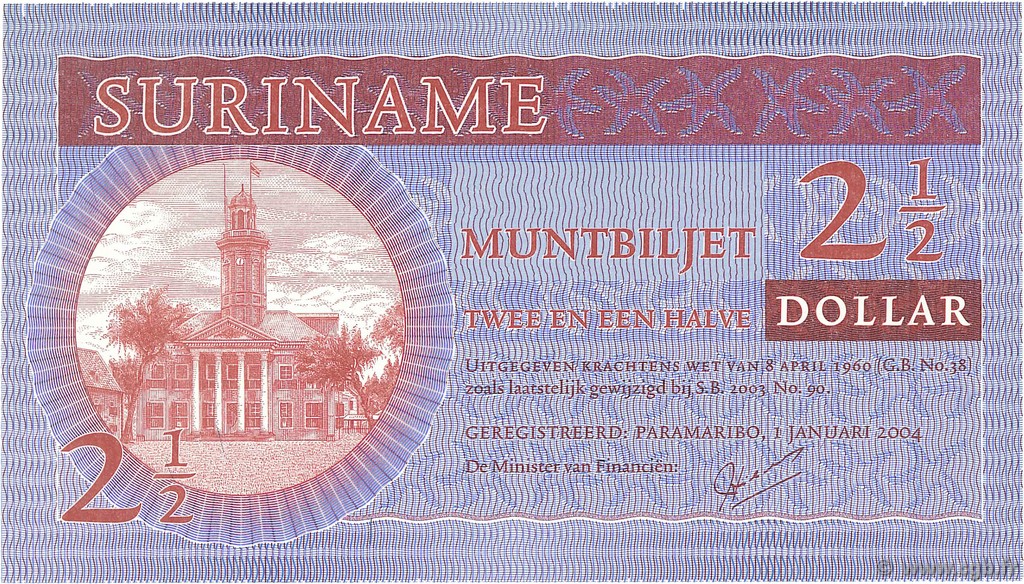 2,5 Dollars SURINAM  2004 P.156 NEUF