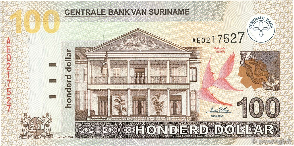 100 Dollars SURINAM  2004 P.161 NEUF