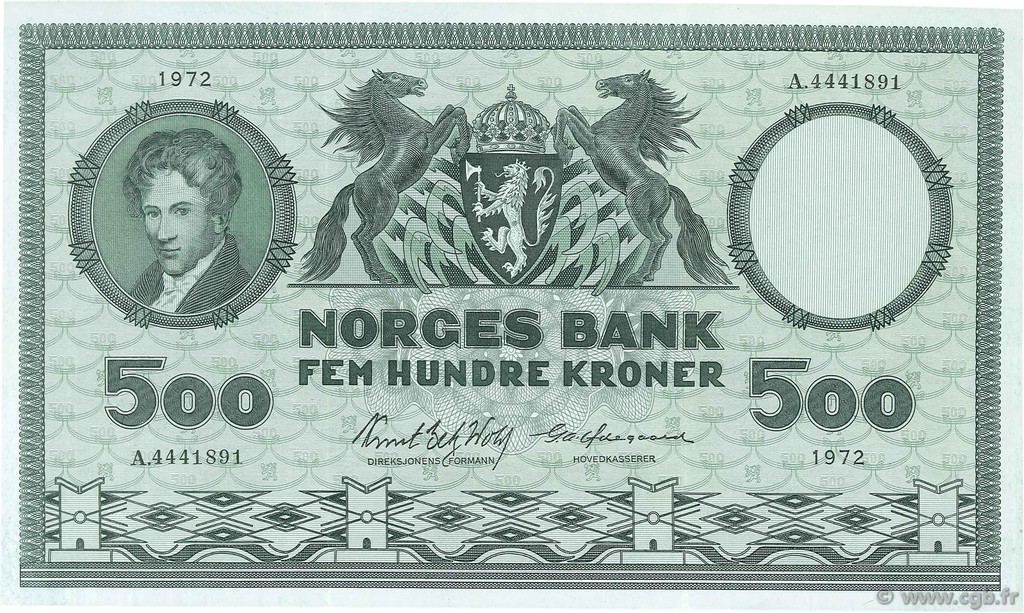 500 Kroner NORVÈGE  1972 P.34f SUP+