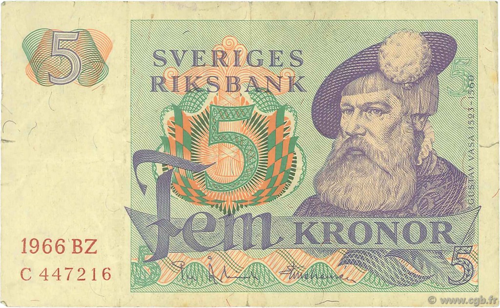 5 Kronor SUÈDE  1966 P.51a TB