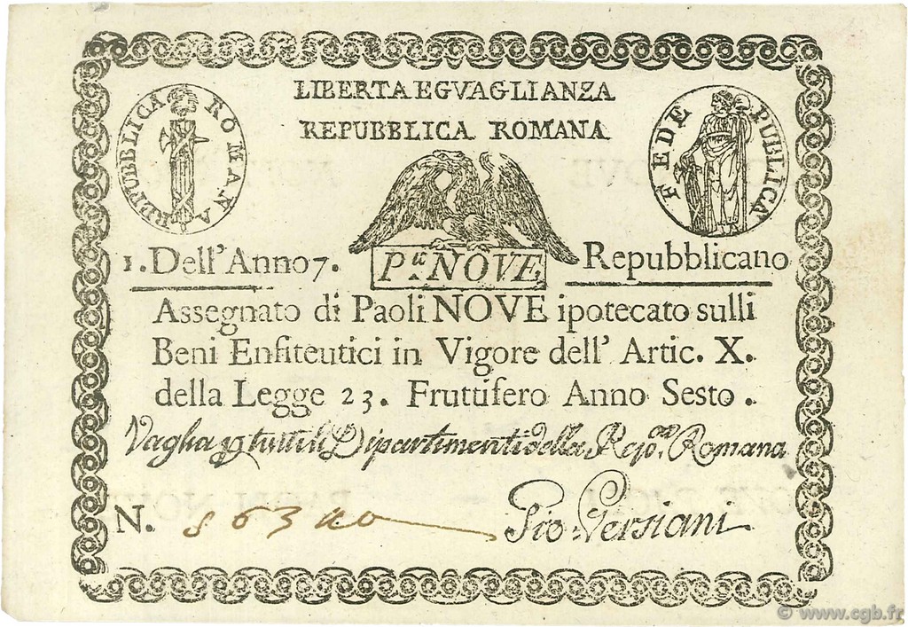 9 Paoli ITALIE  1798 PS.539 SPL