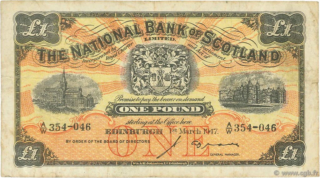 1 Pound ÉCOSSE  1947 P.258b TB+