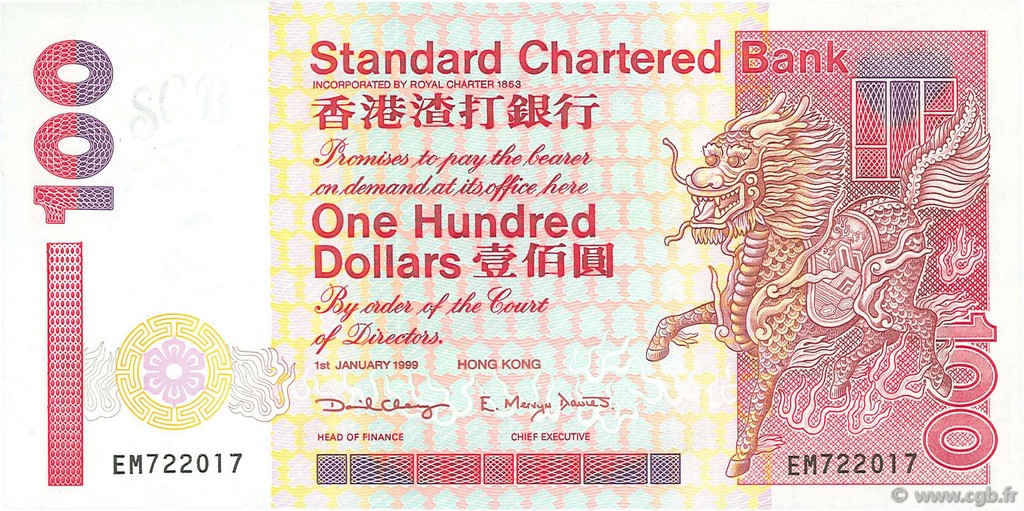 100 Dollars HONG KONG  1999 P.287c NEUF