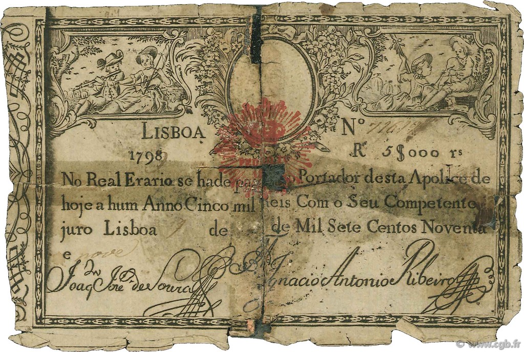 5000 Reis PORTUGAL  1826 P.024 AB