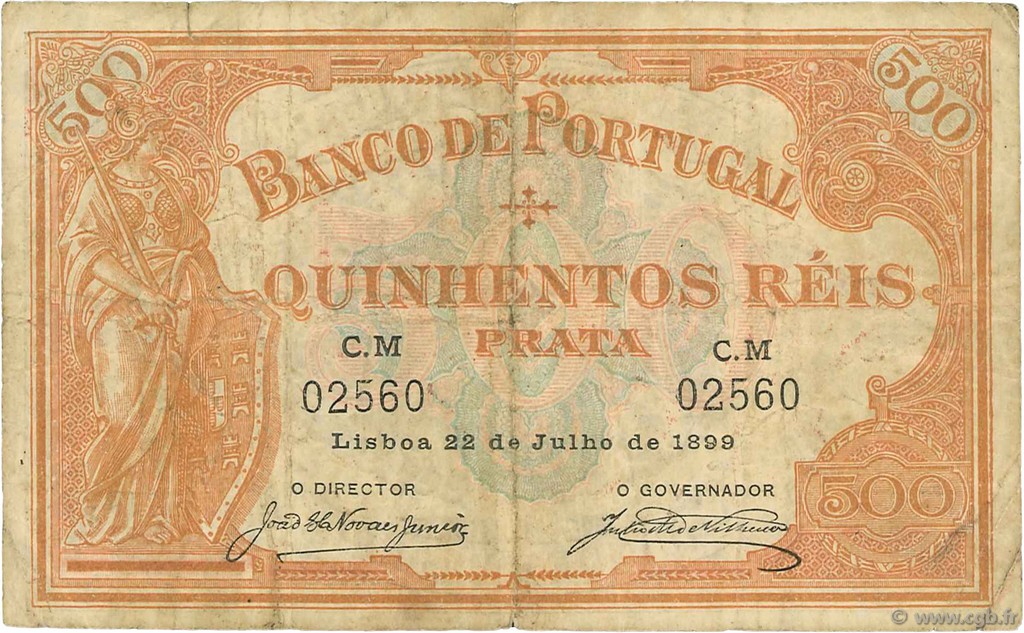 500 Reis PORTUGAL  1899 P.072 F