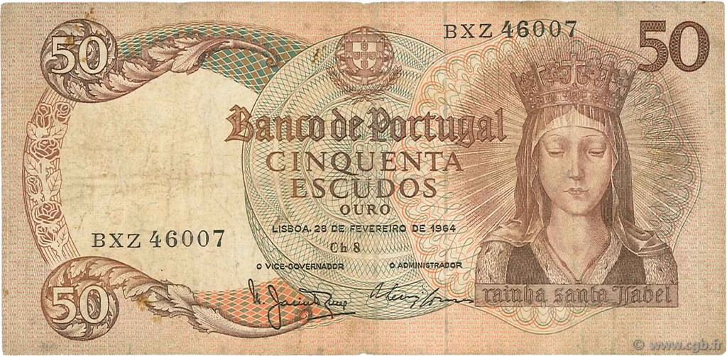 50 Escudos PORTUGAL  1964 P.168 TB