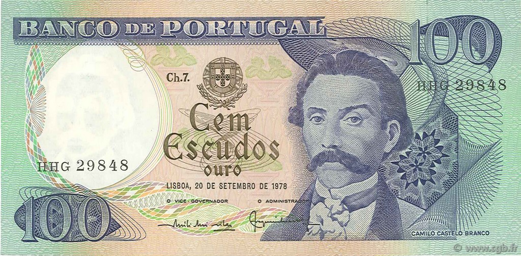 100 Escudos PORTUGAL  1978 P.169b pr.NEUF