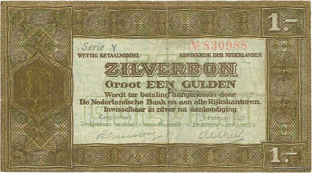 1 Gulden PAYS-BAS  1920 P.015 TTB