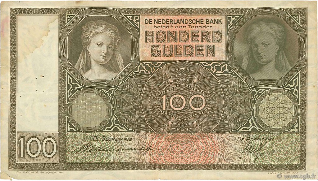 100 Gulden PAYS-BAS  1939 P.051b TB+