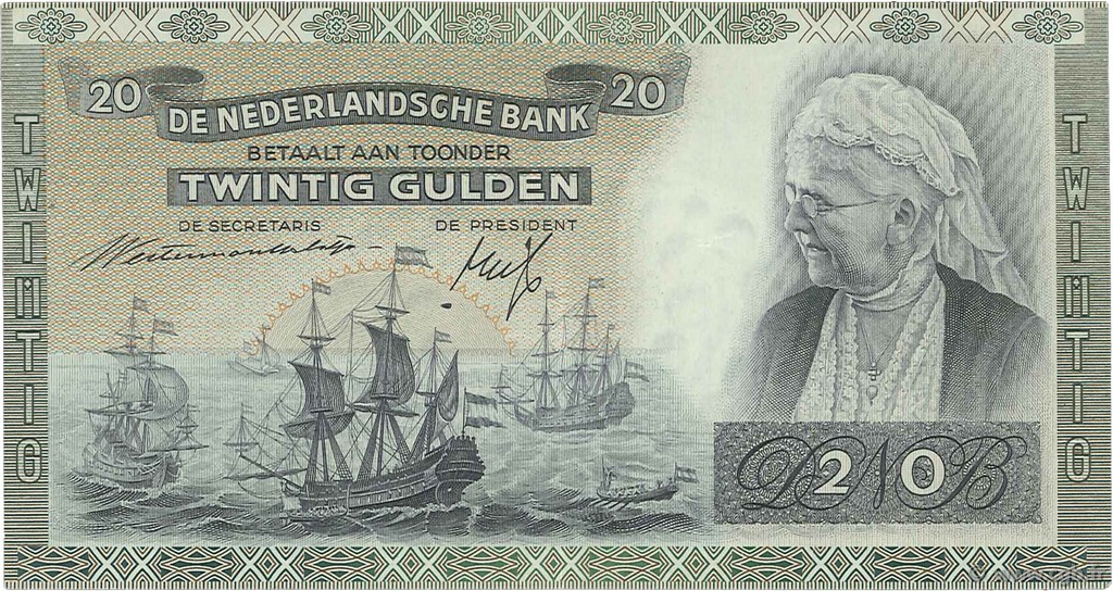 20 Gulden NETHERLANDS  1941 P.054 XF+
