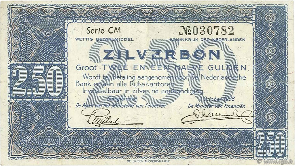 2,5 Gulden PAYS-BAS  1938 P.062 TTB