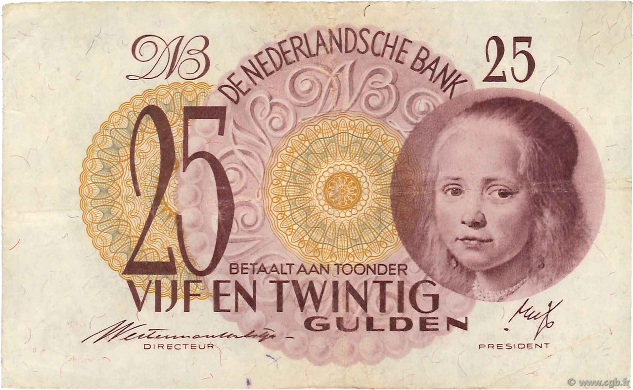 25 Gulden PAYS-BAS  1945 P.077 TTB