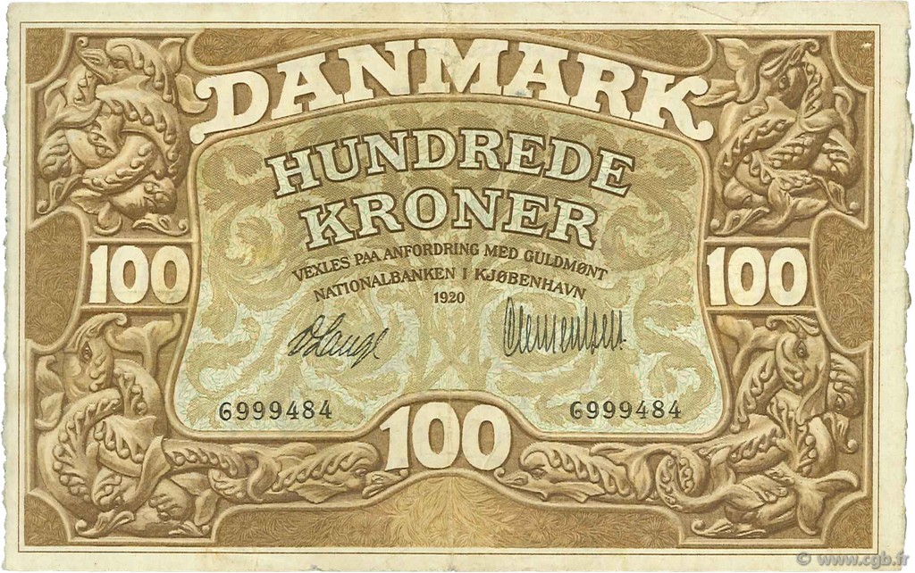 100 Kroner DANEMARK  1920 P.023e pr.TTB