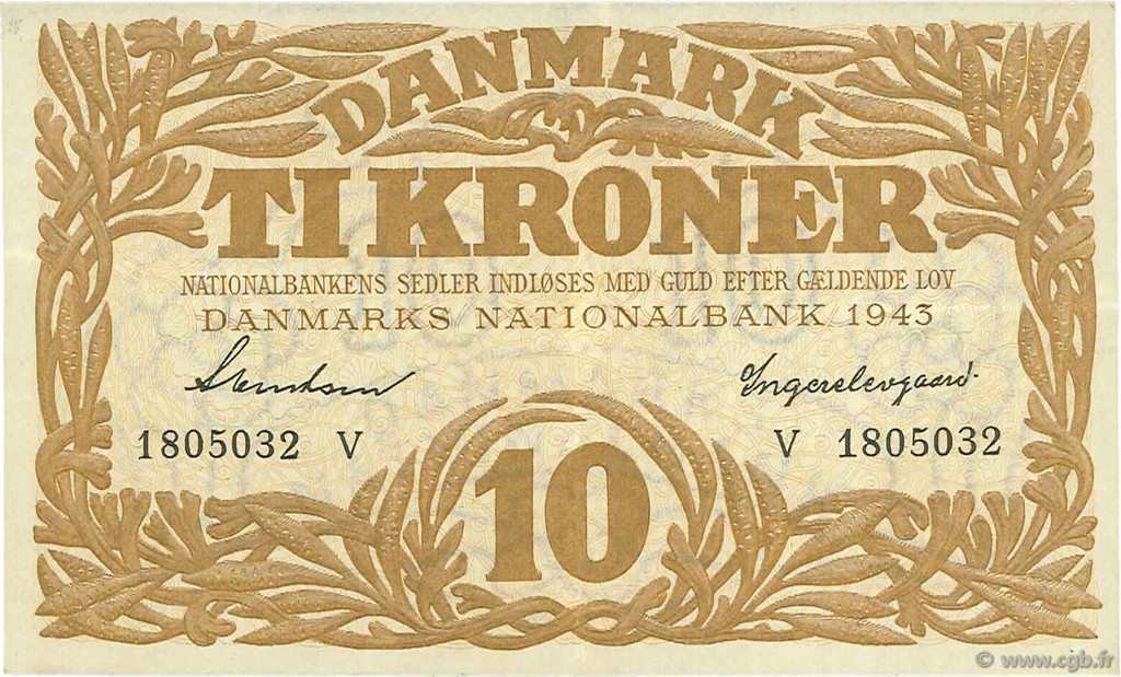 10 Kroner DANEMARK  1943 P.031p pr.NEUF
