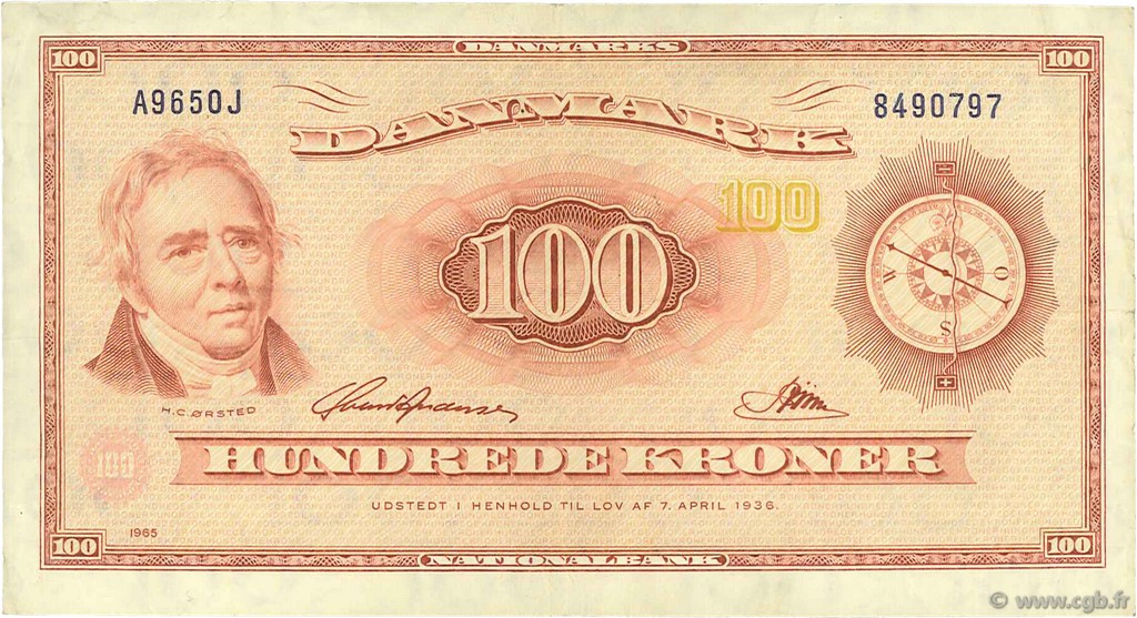 100 Kroner DANEMARK  1965 P.046r4 TTB
