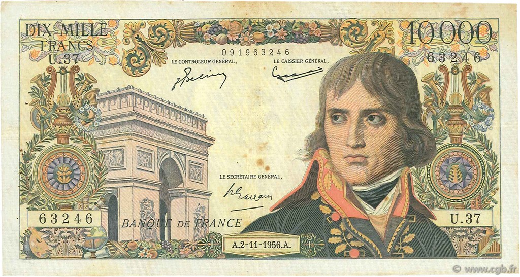 10000 Francs BONAPARTE FRANCE  1956 F.51.05 pr.TTB