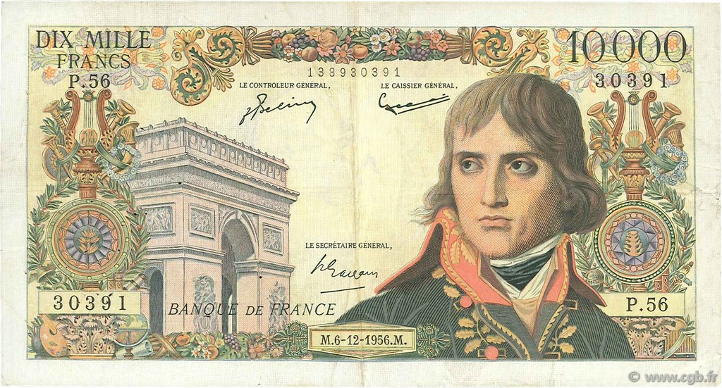 10000 Francs BONAPARTE FRANCE  1956 F.51.06 TB+