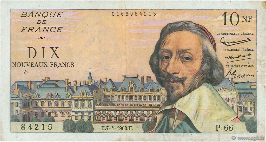10 Nouveaux Francs RICHELIEU FRANCE  1960 F.57.06 TTB