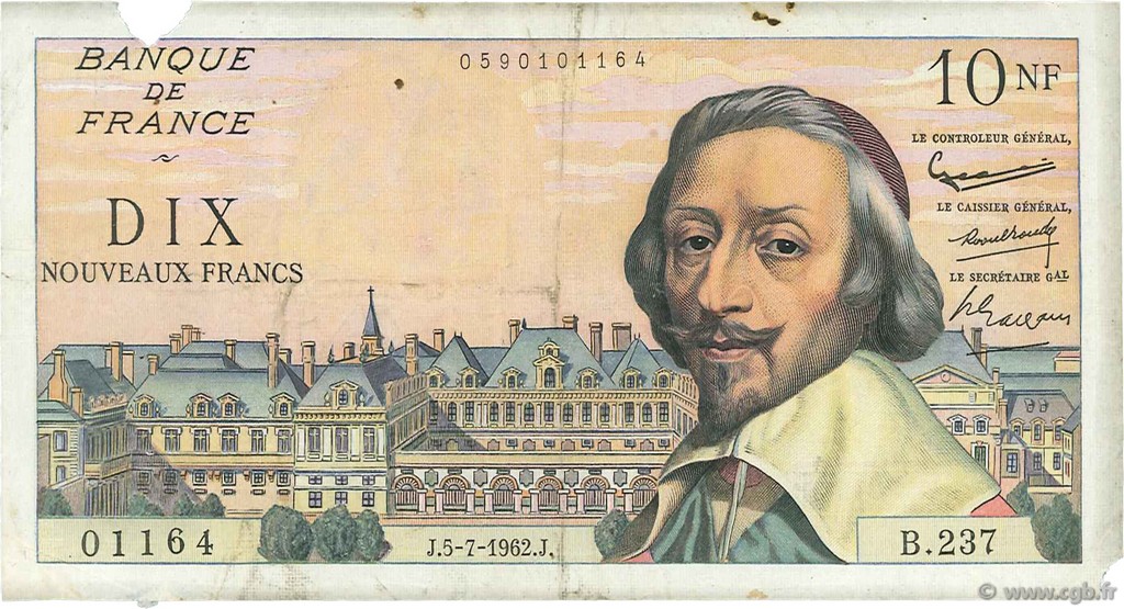 10 Nouveaux Francs RICHELIEU FRANCE  1962 F.57.20 TB