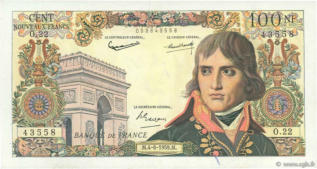 100 Nouveaux Francs BONAPARTE FRANCE  1959 F.59.02 TTB