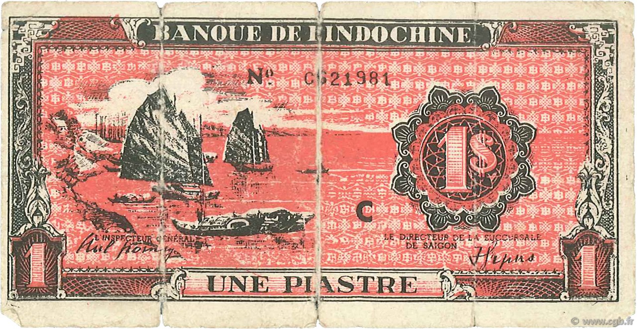 1 Piastre violet INDOCHINE FRANÇAISE  1942 P.060x AB