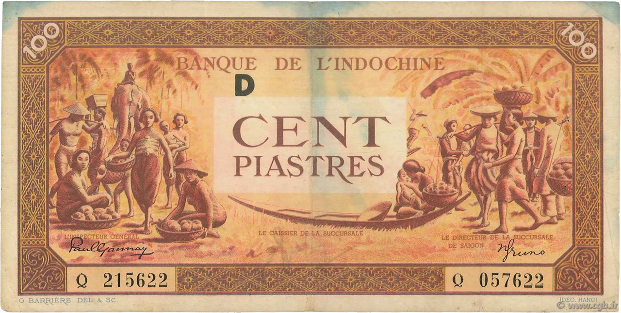 100 Piastres orange INDOCHINE FRANÇAISE  1942 P.066 pr.TTB