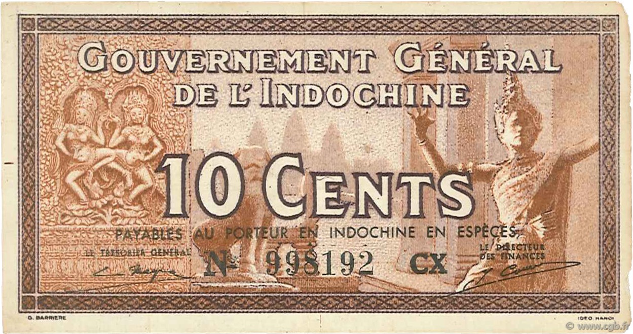 10 Cents INDOCHINE FRANÇAISE  1939 P.085d TTB