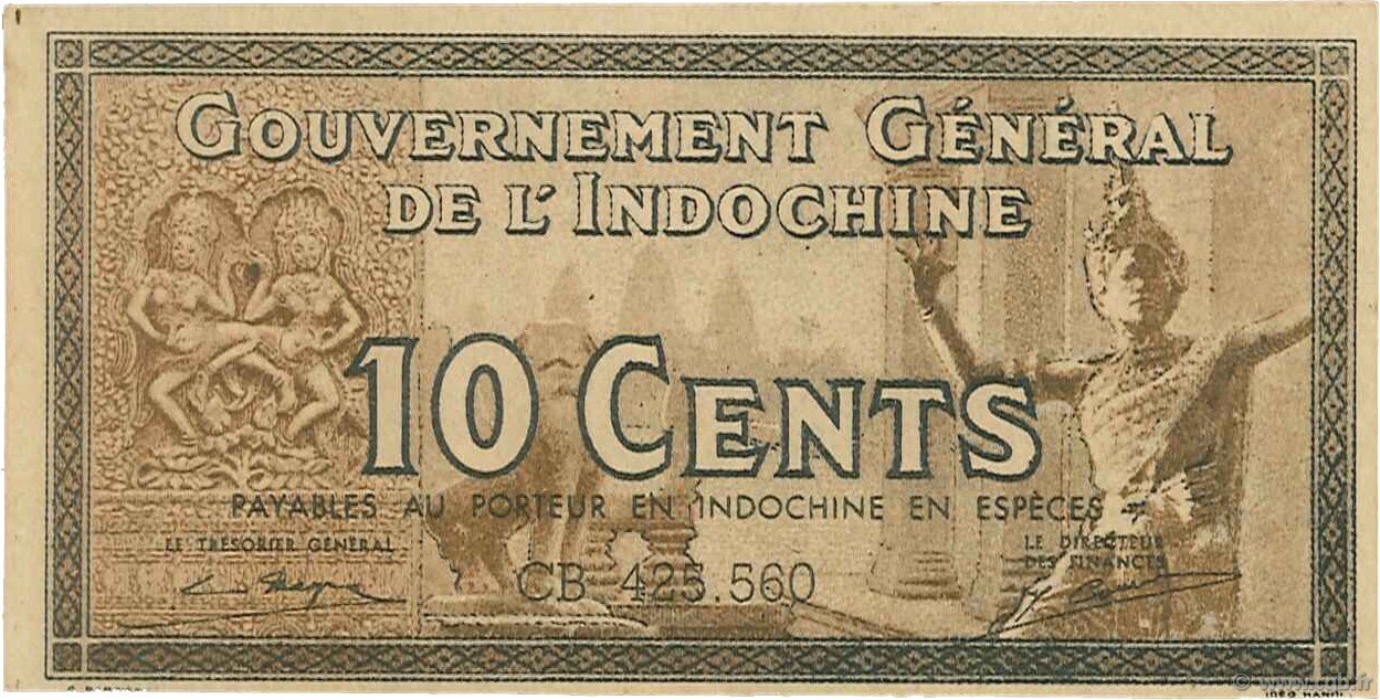 10 Cents INDOCHINE FRANÇAISE  1939 P.085d SPL