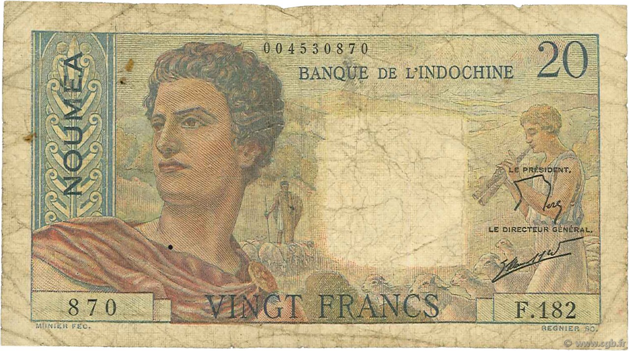 20 Francs NOUVELLE CALÉDONIE  1954 P.50c B
