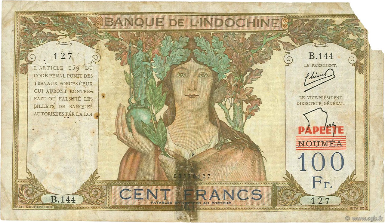 100 Francs TAHITI  1963 P.16A RC+