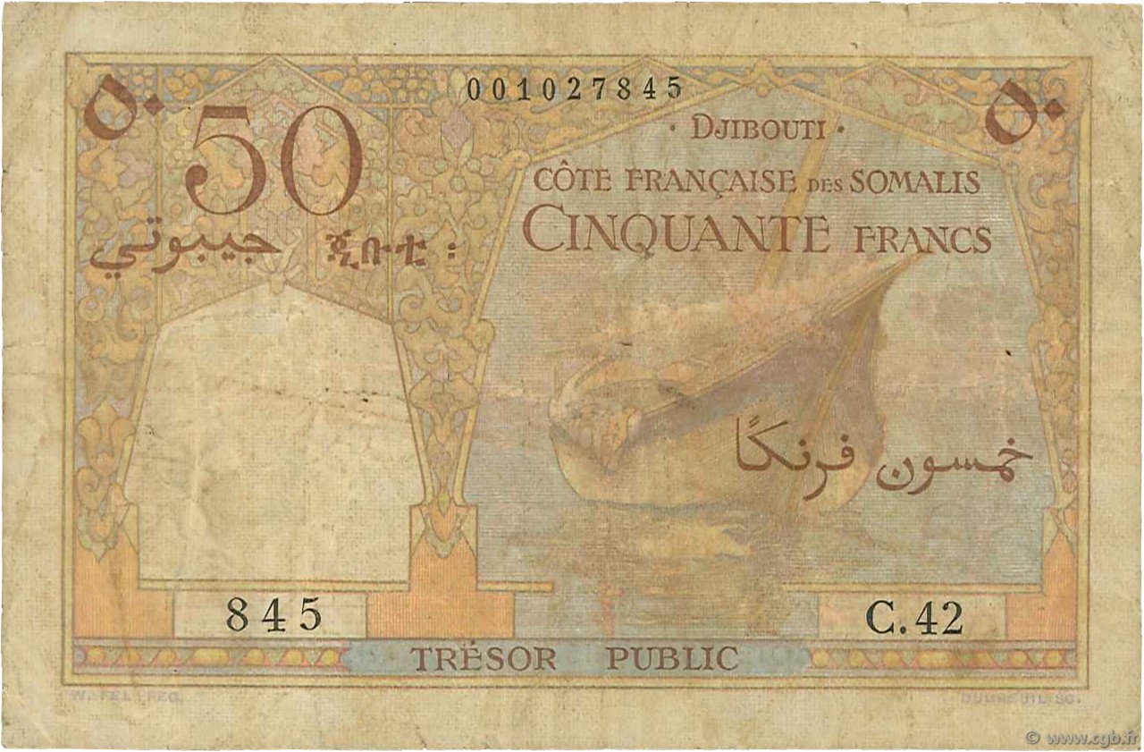 50 Francs DJIBOUTI  1952 P.25 B