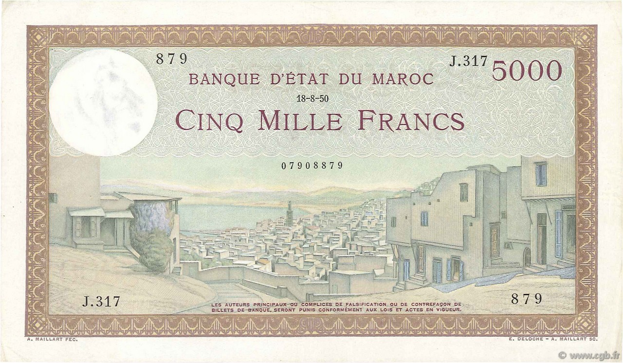 5000 Francs MAROC  1950 P.23c SUP