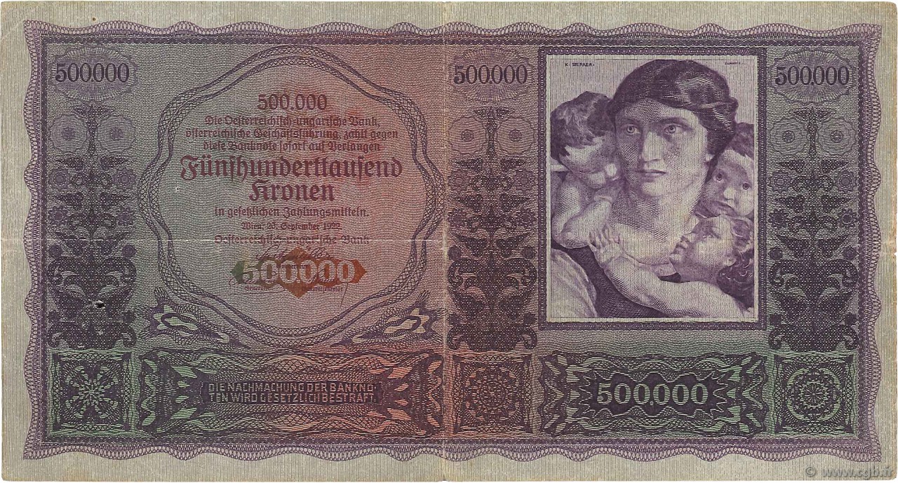500000 Kronen AUTRICHE  1922 P.084 TB+