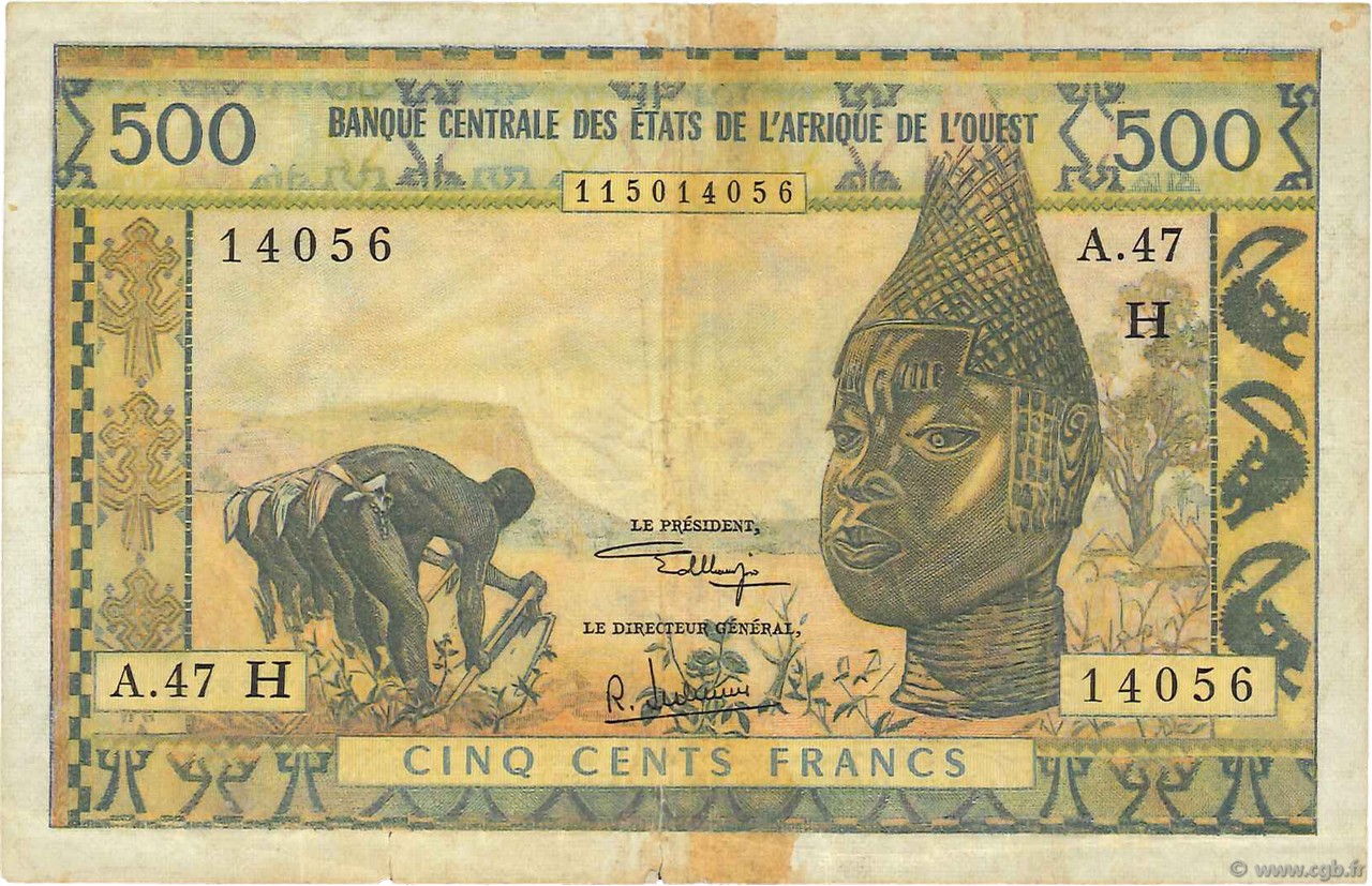 500 Francs ÉTATS DE L AFRIQUE DE L OUEST  1973 P.602Hk TB