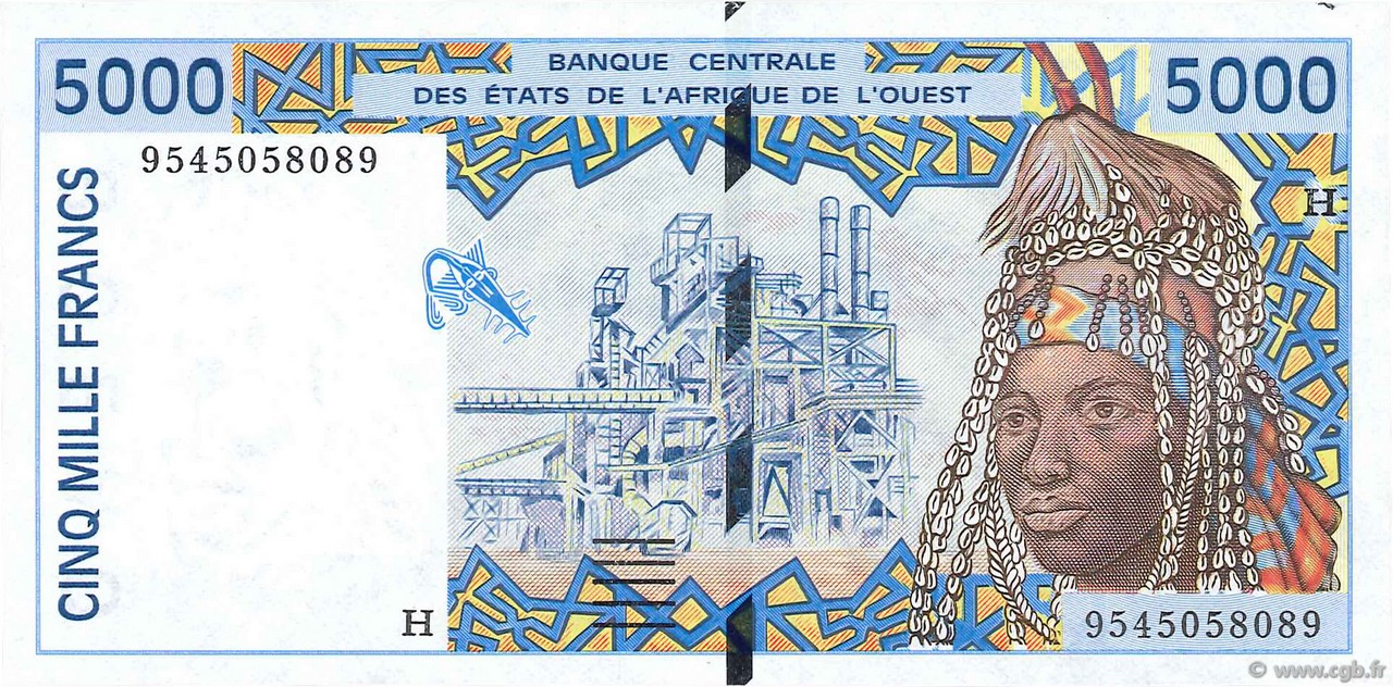 5000 Francs ÉTATS DE L AFRIQUE DE L OUEST  1995 P.613Hc SPL