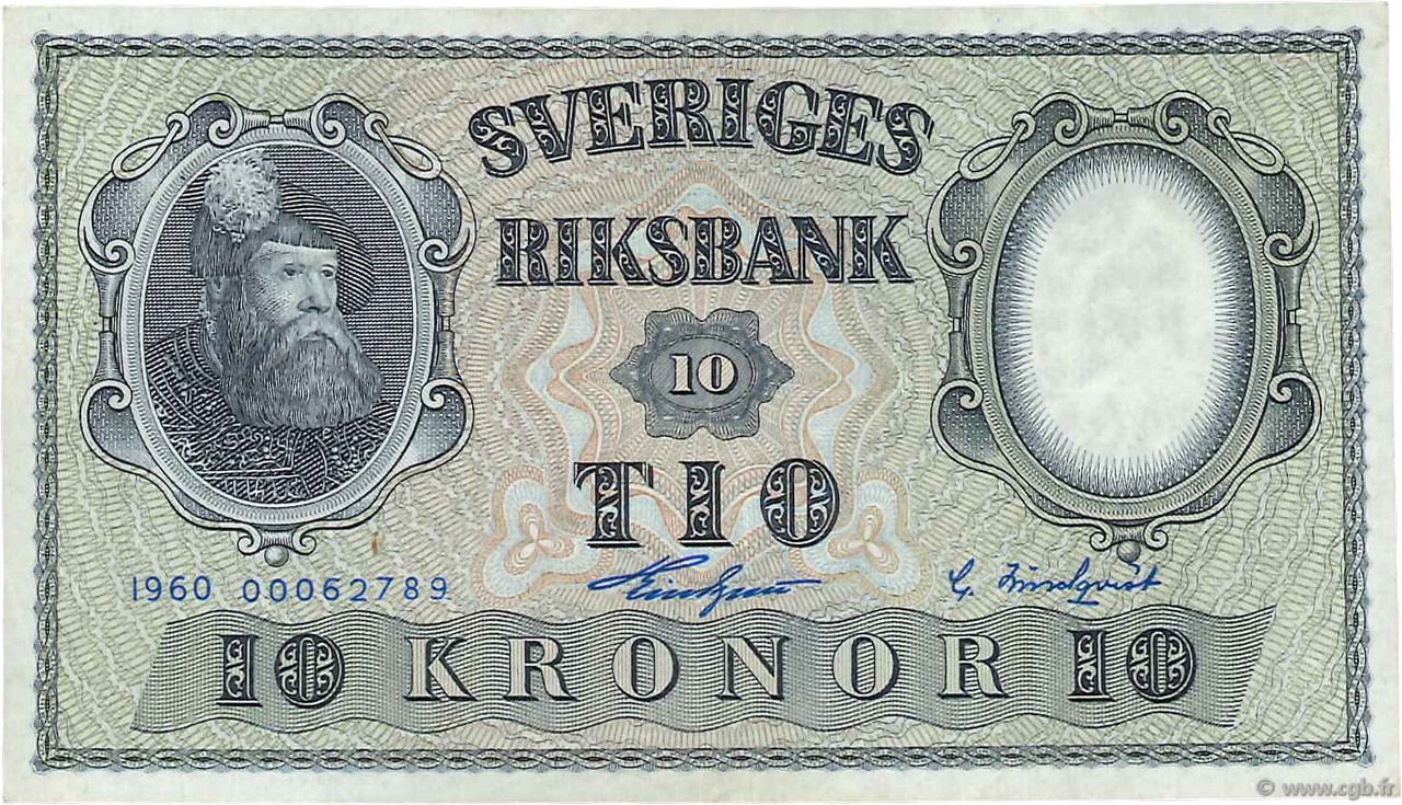 10 Kronor SUÈDE  1960 P.43h SPL