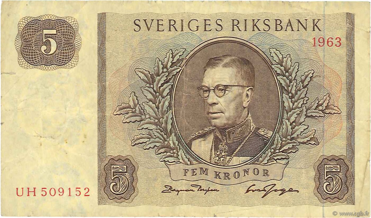 5 Kronor SUÈDE  1963 P.50b TB