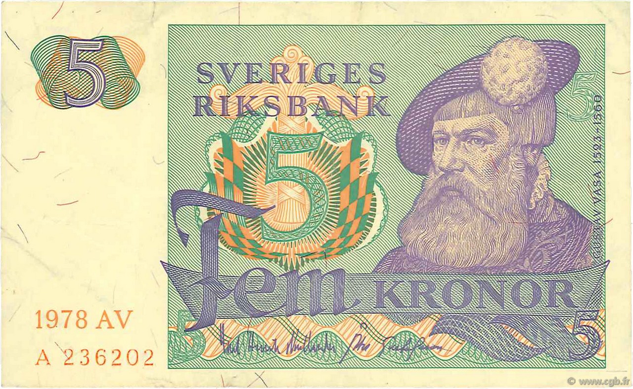 5 Kronor SUÈDE  1978 P.51d TTB