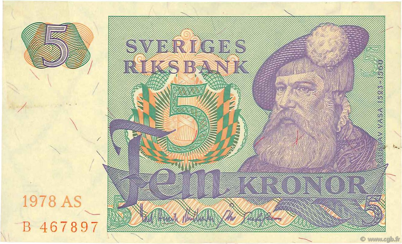 5 Kronor SUÈDE  1978 P.51d SPL