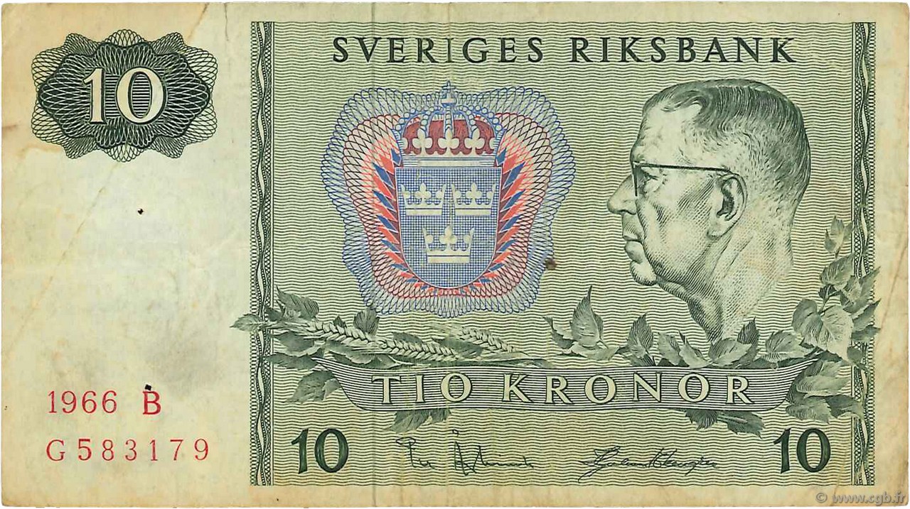 10 Kronor SUÈDE  1966 P.52b TB