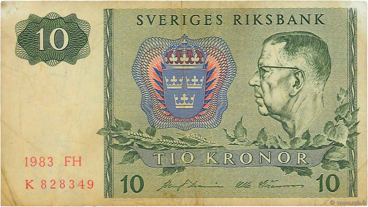 10 Kronor SUÈDE  1983 P.52e TB