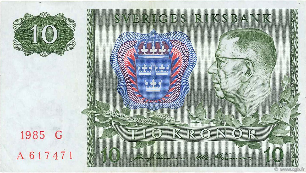 10 Kronor SUÈDE  1985 P.52e TTB