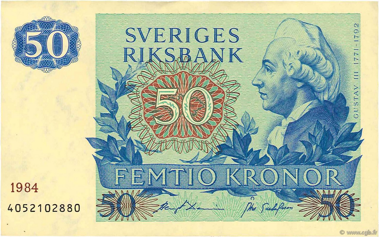 50 Kronor SUÈDE  1984 P.53d TTB+