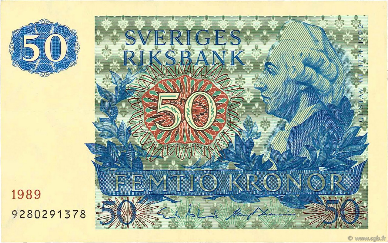 50 Kronor SUÈDE  1989 P.53d SUP